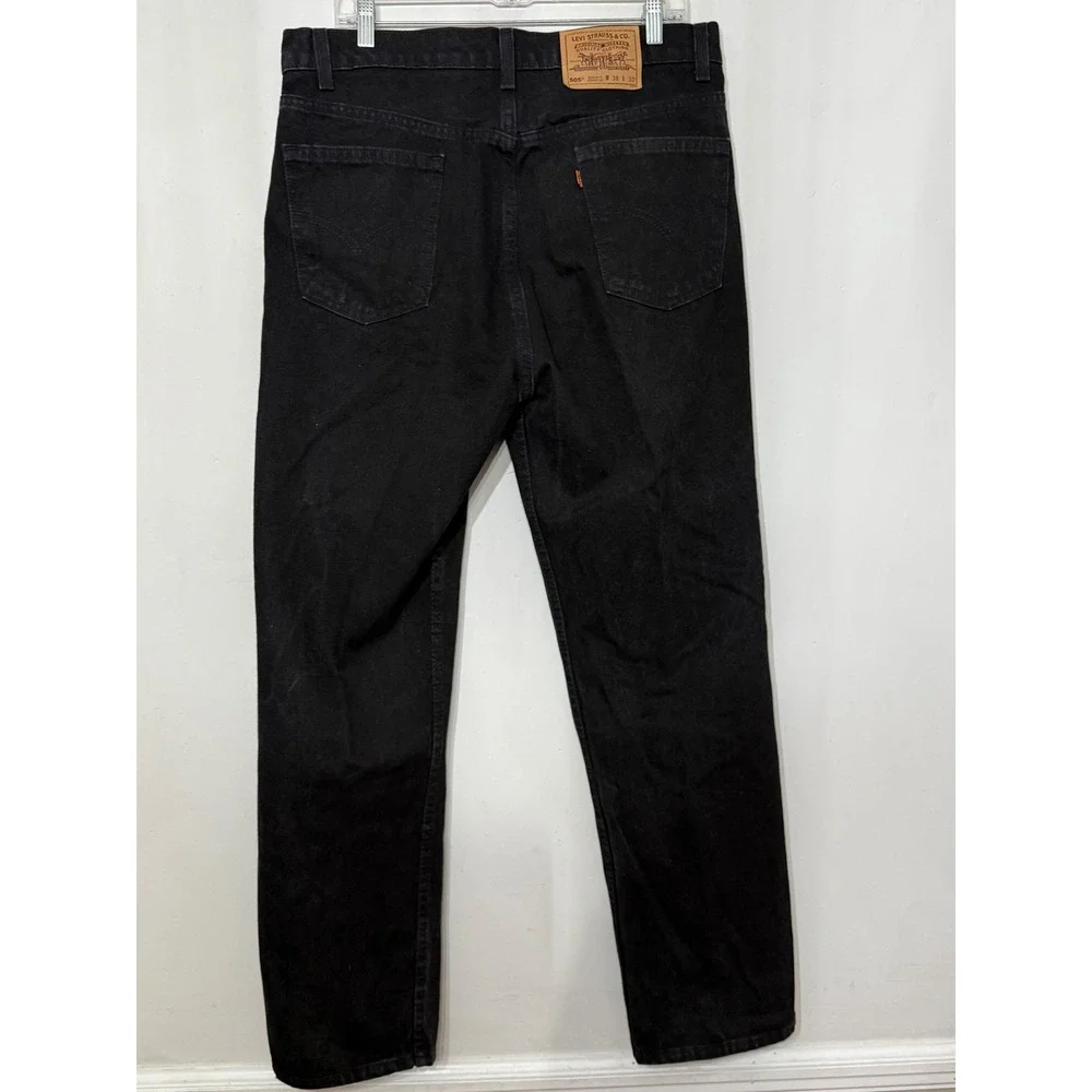 Vintage Levis 505 Orange Tab Black Jeans Made USA Mens 38x30 Straight Leg 1997